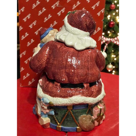 Fitz and Floyd Santa's List Collection Candy Dish with Lid in Original Box RARE - Picture 4 of 8